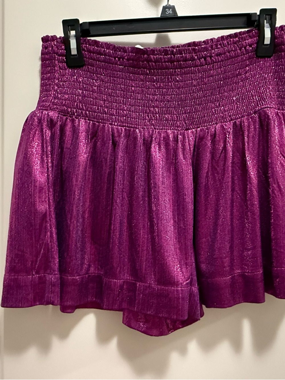 TCEC Shimmery Magenta Smocked Waist Skater shorts